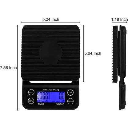 Black digital brewmaster coffee scale timer kitchen ribbed platform