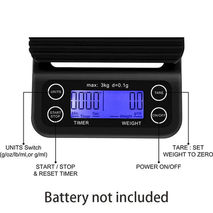 Black digital brewmaster coffee scale timer kitchen ribbed platform