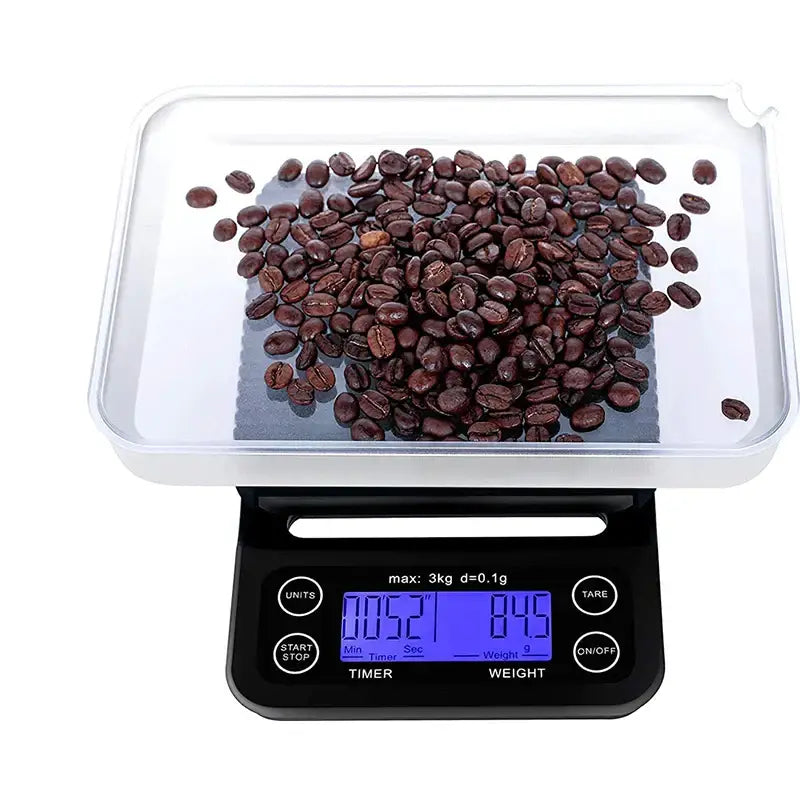 Black digital brewmaster coffee scale timer kitchen ribbed platform