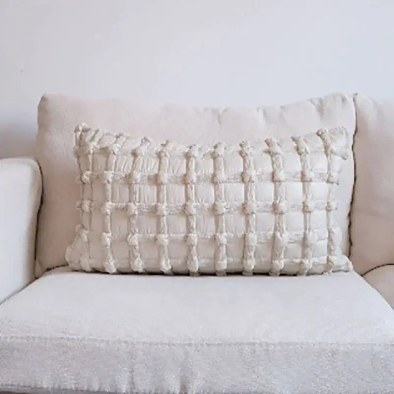 Black dot bubble quilted cushion cover bedroom pom pom decor