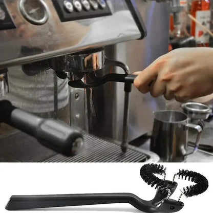 Black dual bristle espresso machine cleaning brush kitchen barista tool