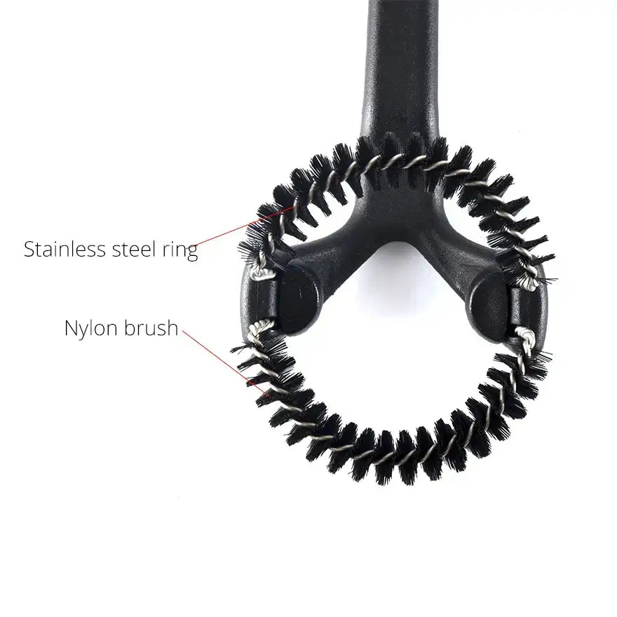 Black dual bristle espresso machine cleaning brush kitchen barista tool