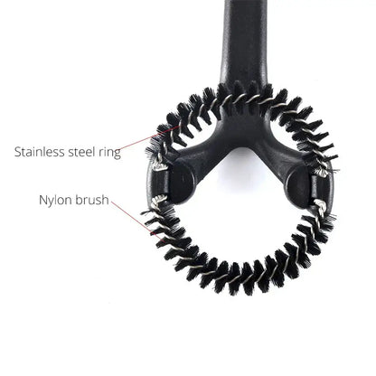 Black dual bristle espresso machine cleaning brush kitchen barista tool