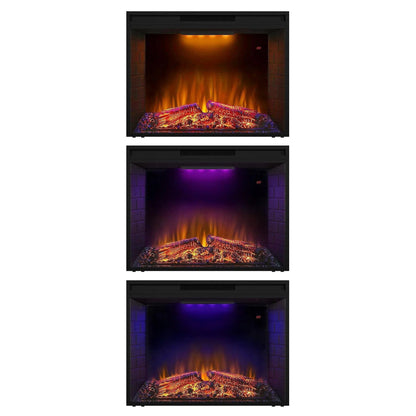 Black Electric Fireplace Heater Insert with Overheating Protection and Remote Control
