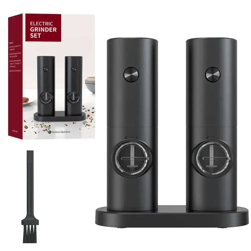 Black electric salt pepper grinder set kitchen usb rechargeable