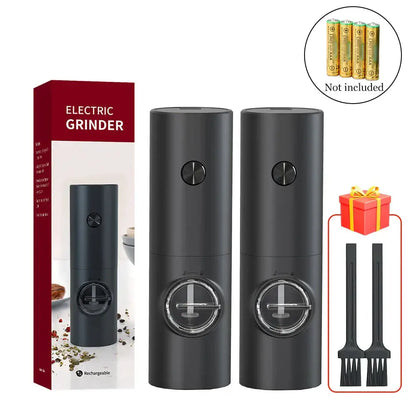 Black electric salt pepper grinder set kitchen usb rechargeable