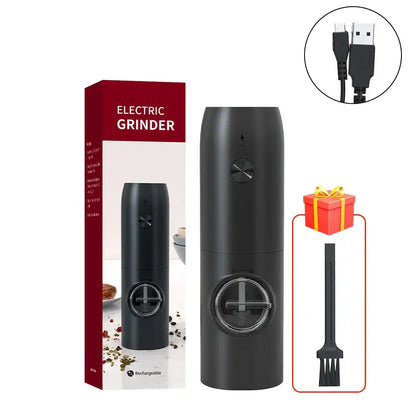 Black electric salt pepper grinder set kitchen usb rechargeable