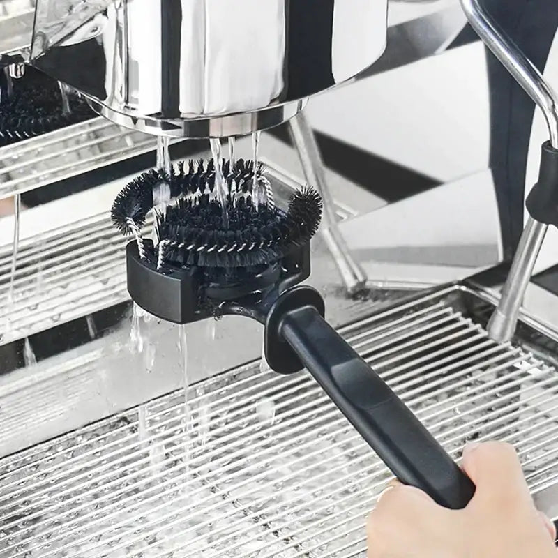 Black espresso machine brewing head cleaner set with spoon kitchen brush