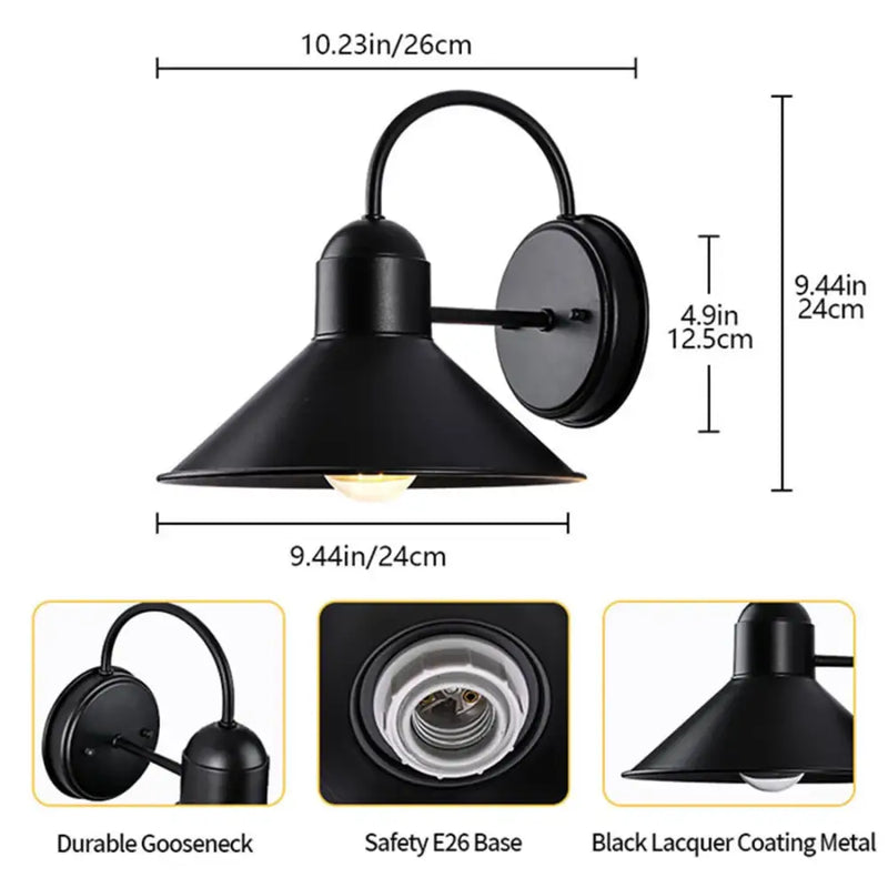 Black farmhouse barn lights outdoor gooseneck sconce for porch