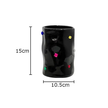 Black gemstone ceramic vase bedroom desk decor
