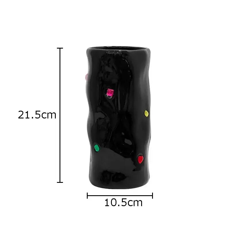 Black gemstone ceramic vase bedroom desk decor