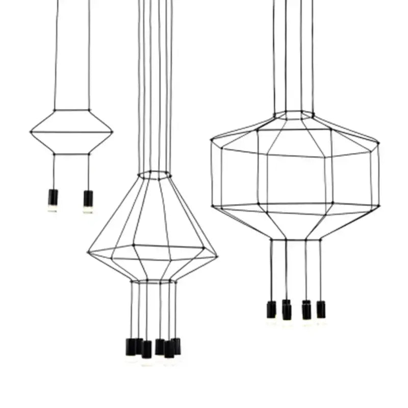 Black geometric designer nordic ceiling chandelier living room light