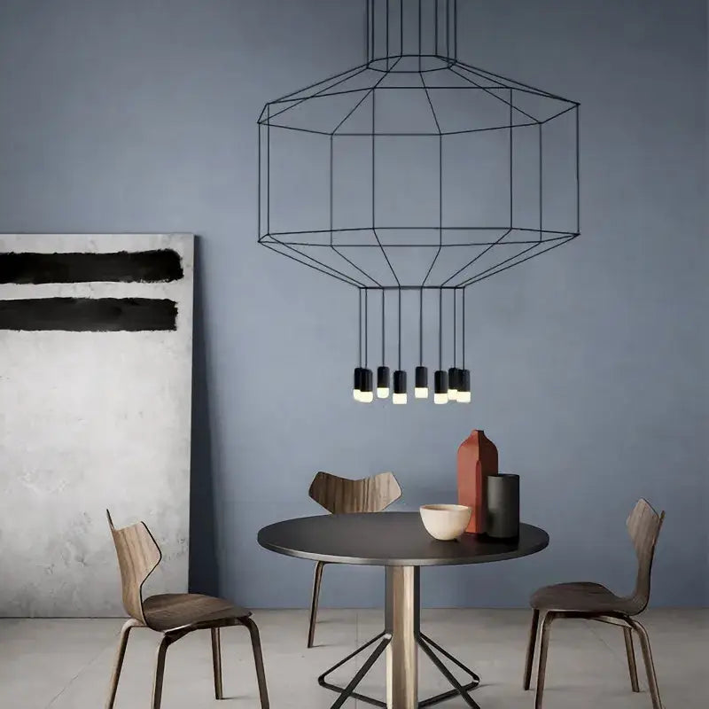 Black geometric designer nordic ceiling chandelier living room light