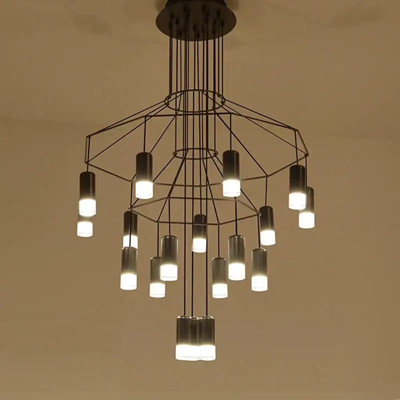Black geometric designer nordic ceiling chandelier living room light