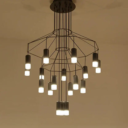 Black geometric designer nordic ceiling chandelier living room light