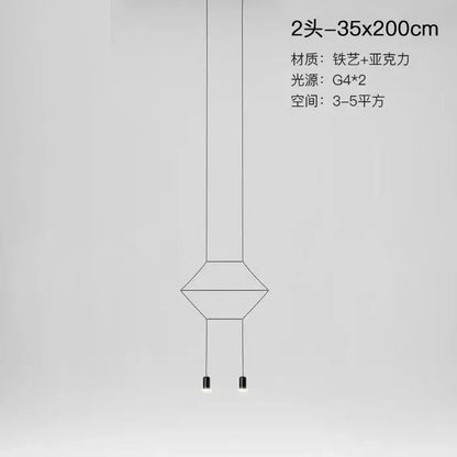 Black geometric designer nordic ceiling chandelier living room light