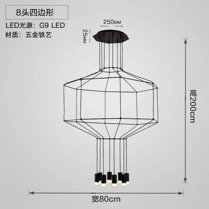 Black geometric designer nordic ceiling chandelier living room light