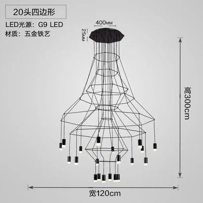 Black geometric designer nordic ceiling chandelier living room light