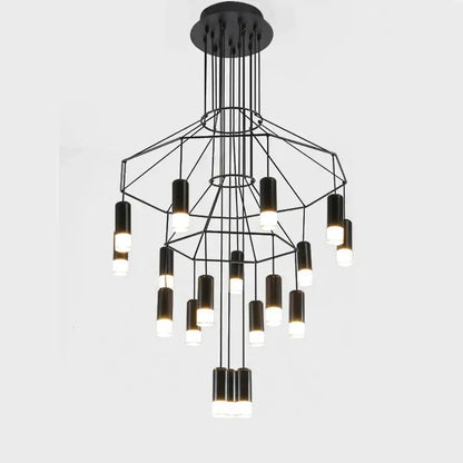 Black geometric designer nordic ceiling chandelier living room light
