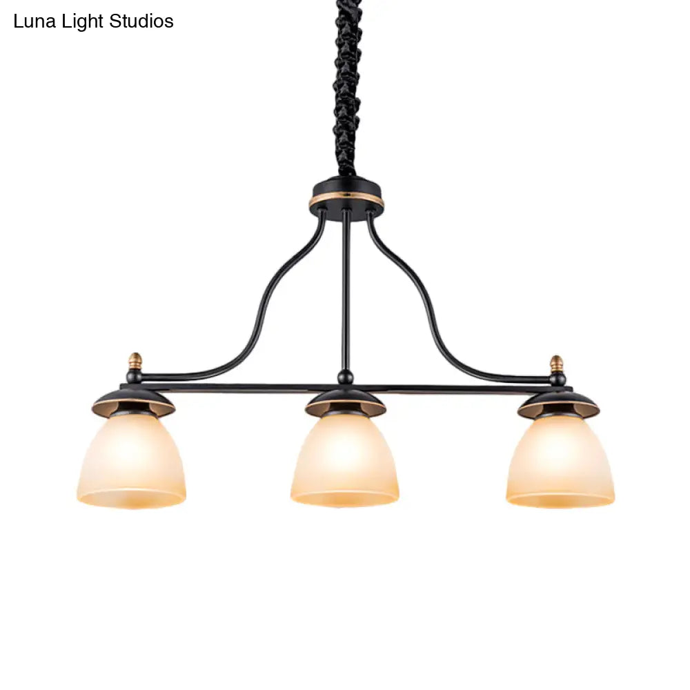 DecorBites™ Black Glass Barrel Island Pendant Light - Classic 3-Light Dining Room Hanging Fixture
