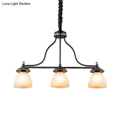 DecorBites™ Black Glass Barrel Island Pendant Light - Classic 3-Light Dining Room Hanging Fixture