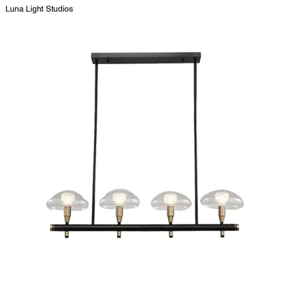 DecorBites™ Black Glass Island Pendant Light with 4/6 Clear Mushroom Shades - Ideal for Restaurants