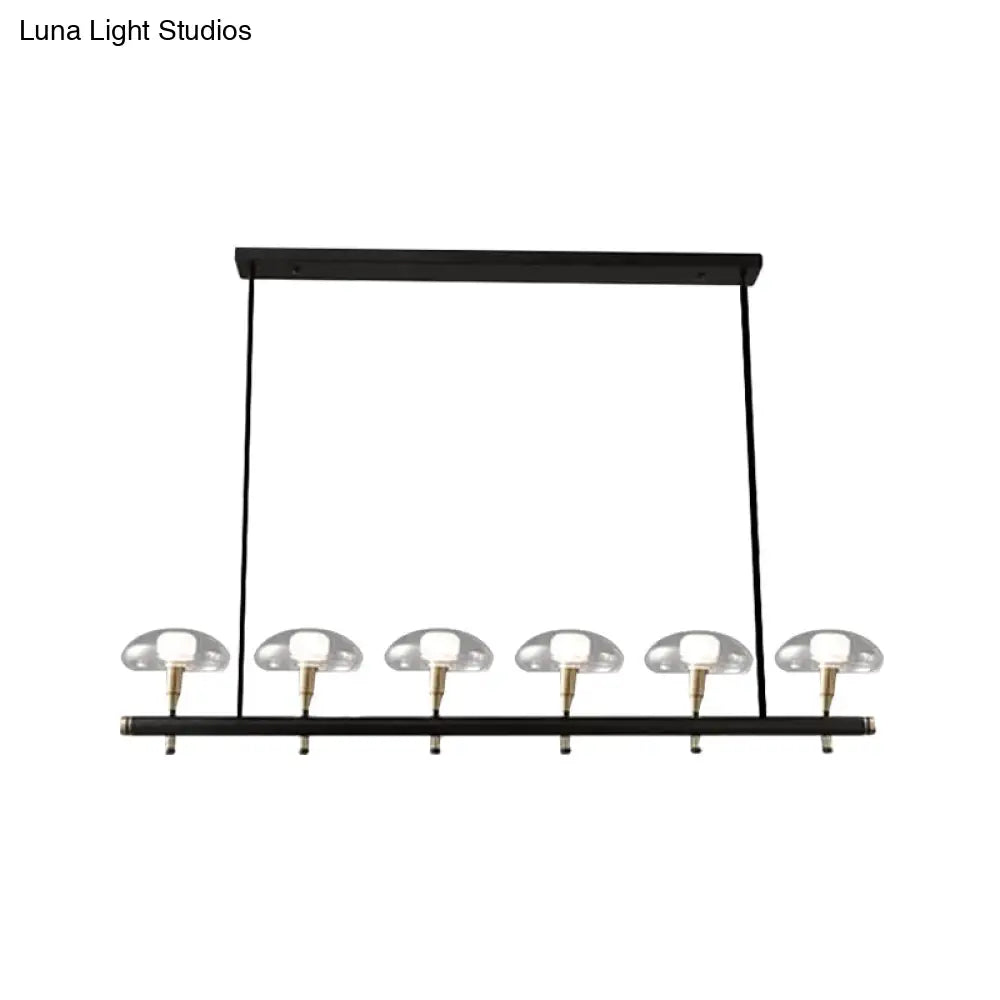 DecorBites™ Black Glass Island Pendant Light with 4/6 Clear Mushroom Shades - Ideal for Restaurants