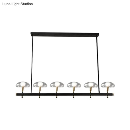 DecorBites™ Black Glass Island Pendant Light with 4/6 Clear Mushroom Shades - Ideal for Restaurants