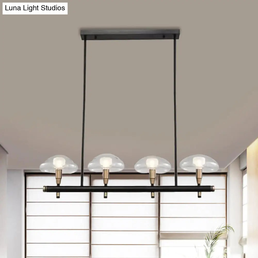 DecorBites™ Black Glass Island Pendant Light with 4/6 Clear Mushroom Shades - Ideal for Restaurants
