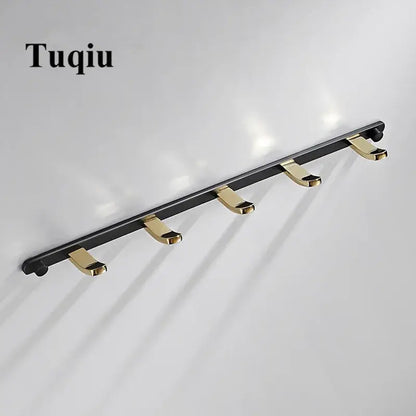 Black gold brass robe rack bathroom wall mount towel storage