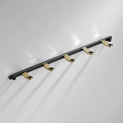 Black gold brass robe rack bathroom wall mount towel storage