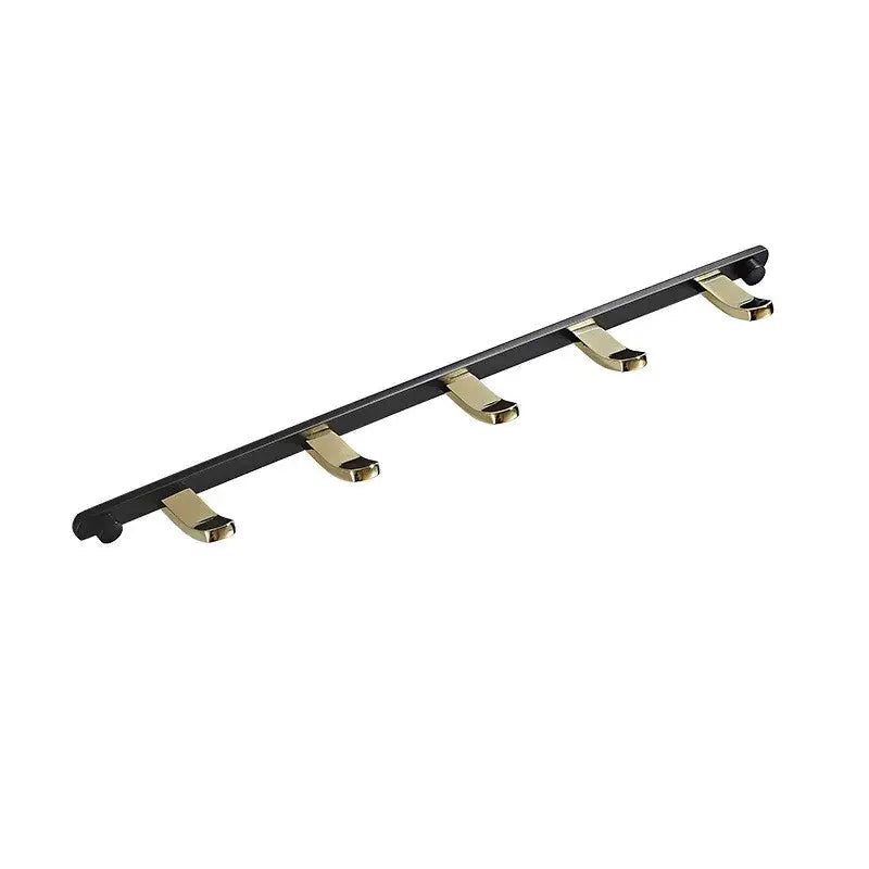 Black gold brass robe rack bathroom wall mount towel storage