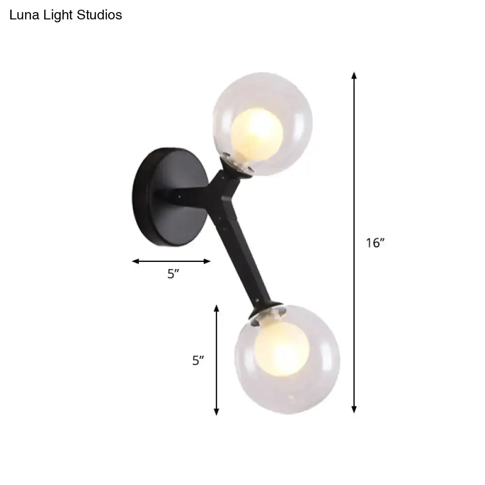 Black & gold bubble wall sconce – bedroom glass globe light