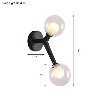 Black & gold bubble wall sconce – bedroom glass globe light