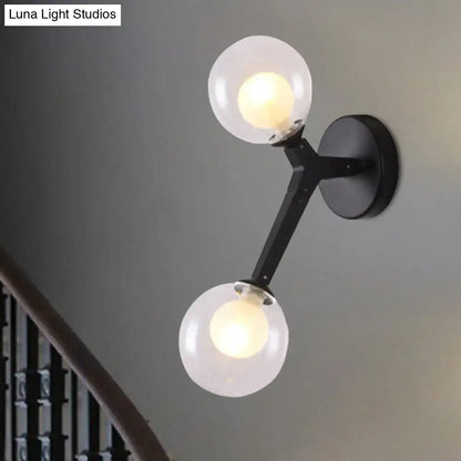 Black & gold bubble wall sconce – bedroom glass globe light