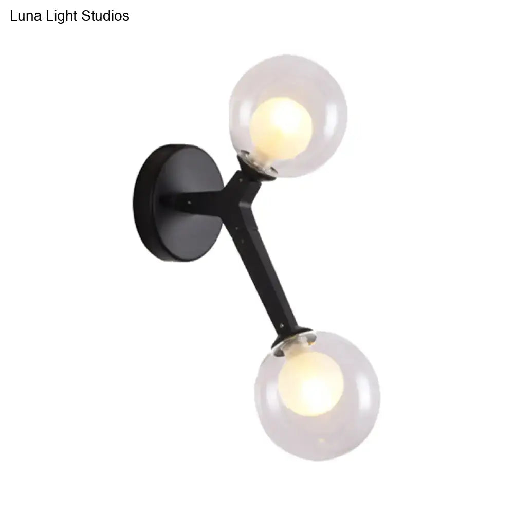 Black & gold bubble wall sconce – bedroom glass globe light