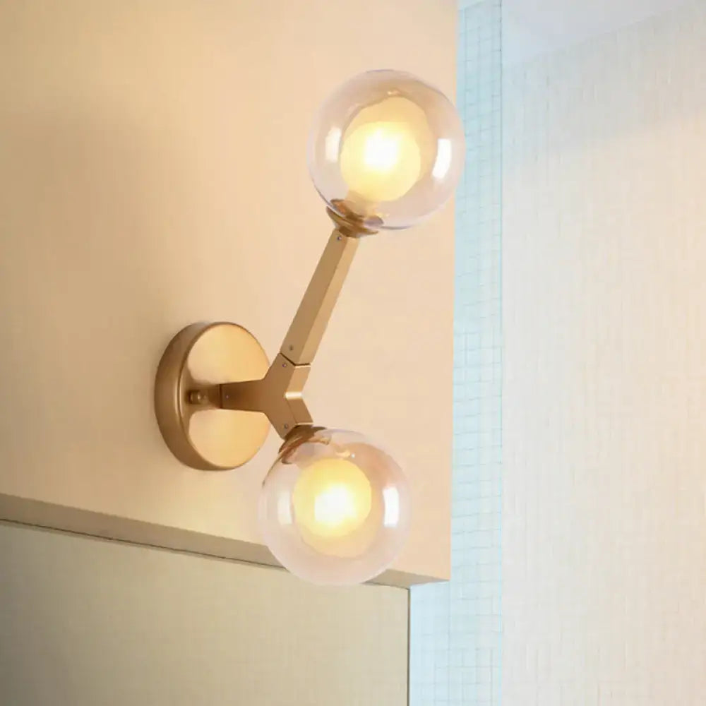 Black & gold bubble wall sconce – bedroom glass globe light