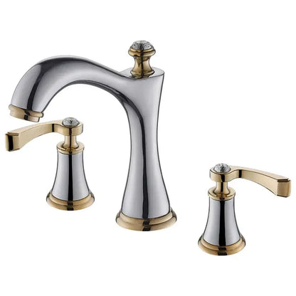 Black & gold crystal waterfall brass bathroom sink faucets