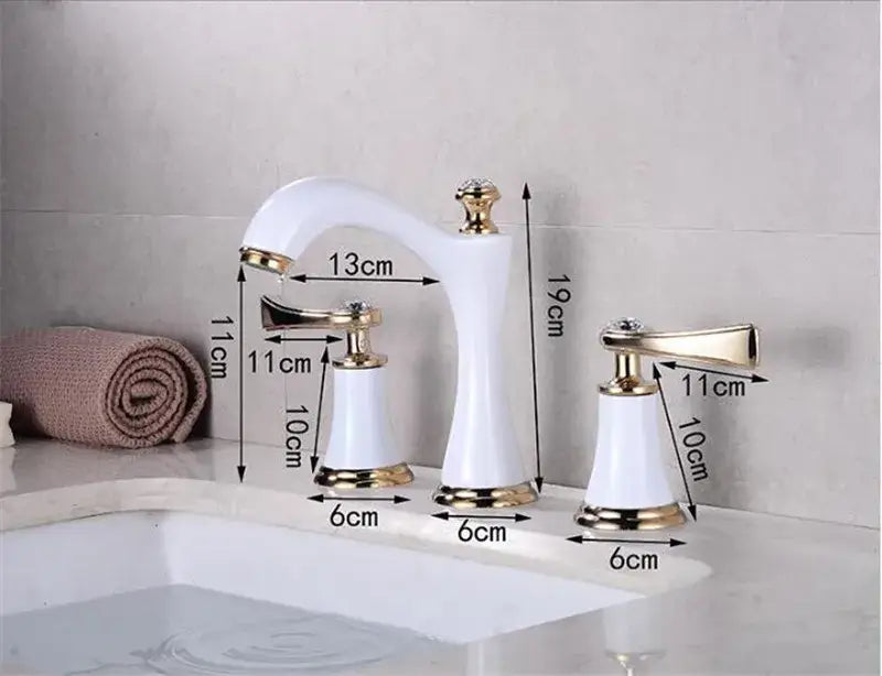 Black & gold crystal waterfall brass bathroom sink faucets