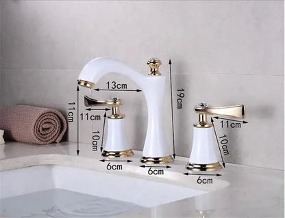 Black & gold crystal waterfall brass bathroom sink faucets