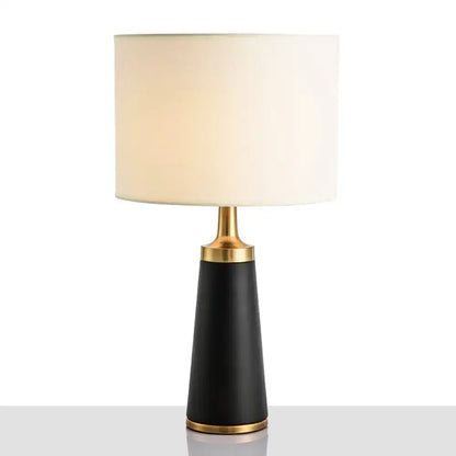 Black & gold drum bedside lamp – bedroom led table light