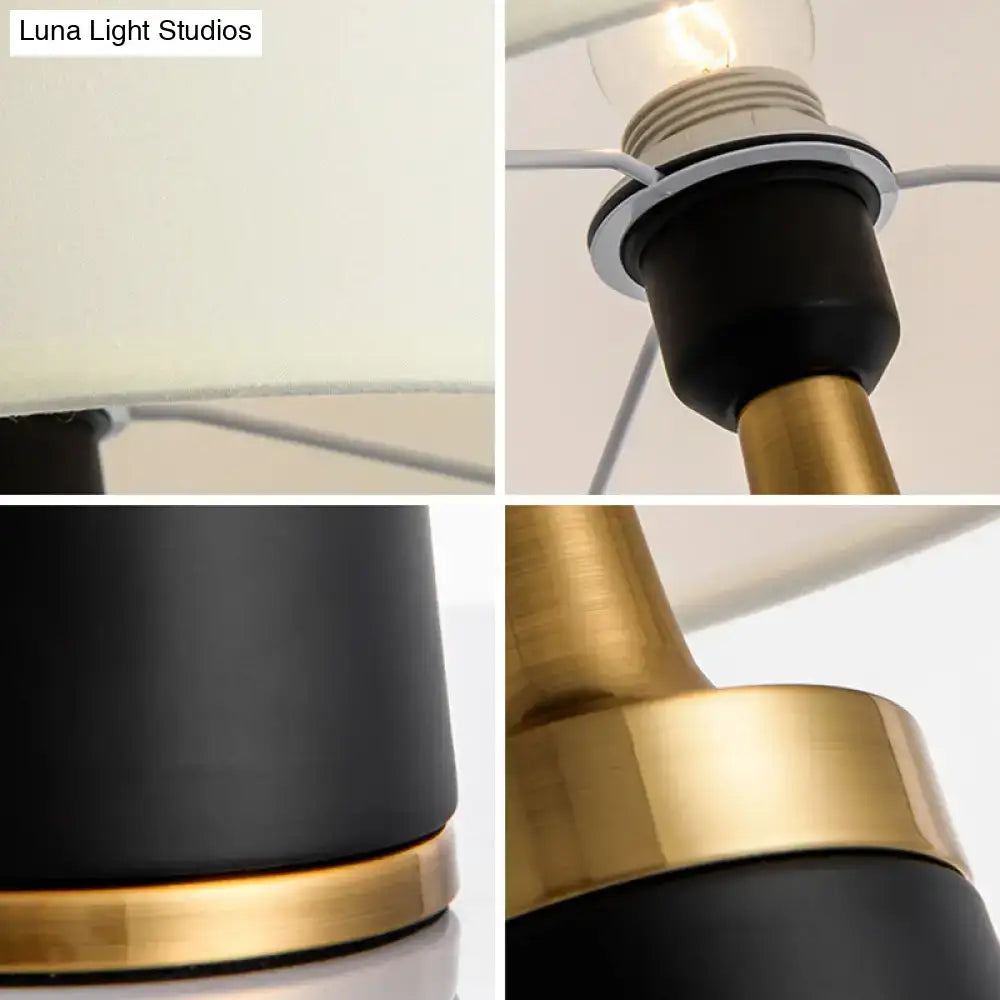 Black & gold drum bedside lamp – bedroom led table light