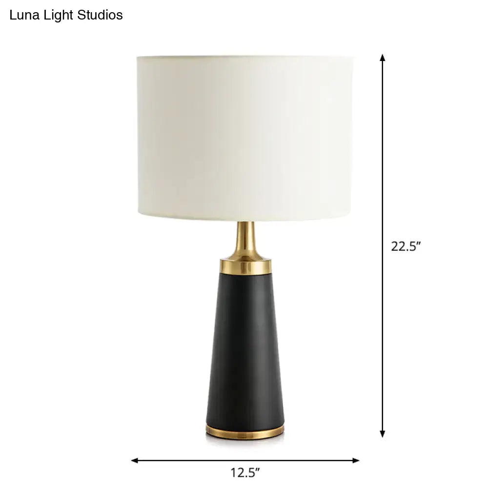 Black & gold drum bedside lamp – bedroom led table light