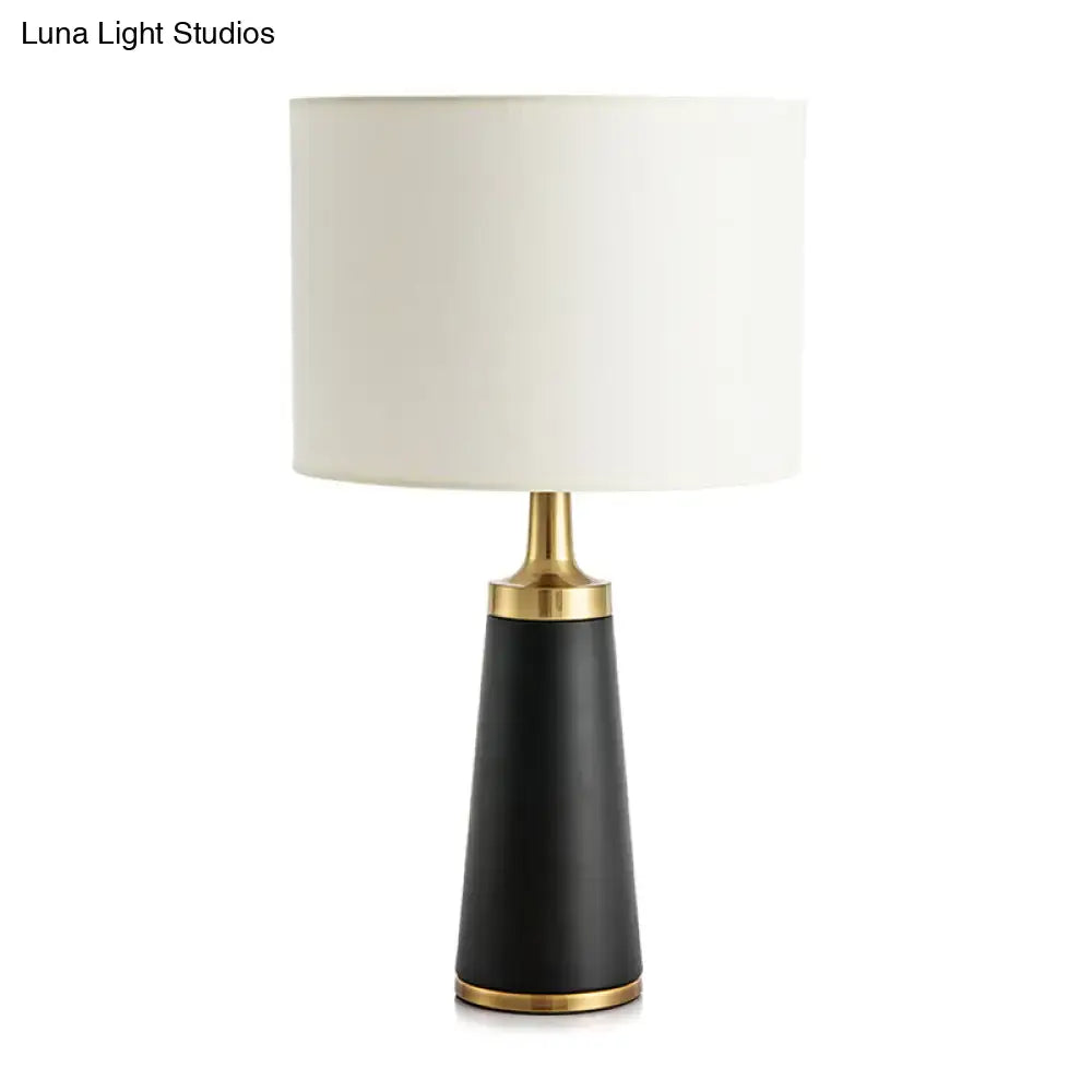 Black & gold drum bedside lamp – bedroom led table light