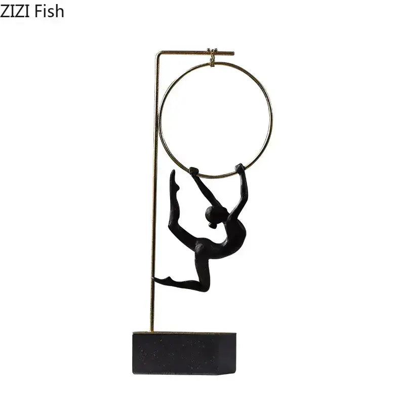 Black & gold gymnastic acrobat resin sculpture living room decor