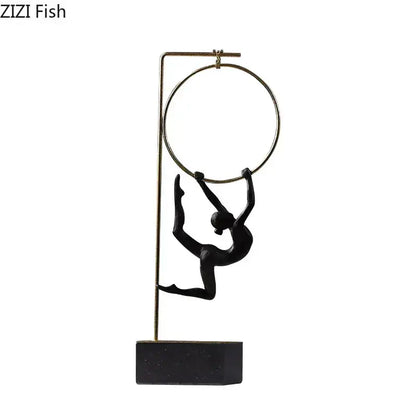 Black & gold gymnastic acrobat resin sculpture living room decor