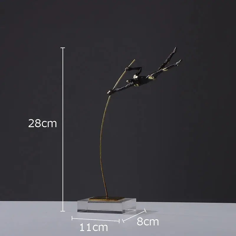 Black & gold gymnastic acrobat resin sculpture living room decor