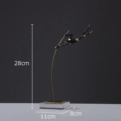 Black & gold gymnastic acrobat resin sculpture living room decor
