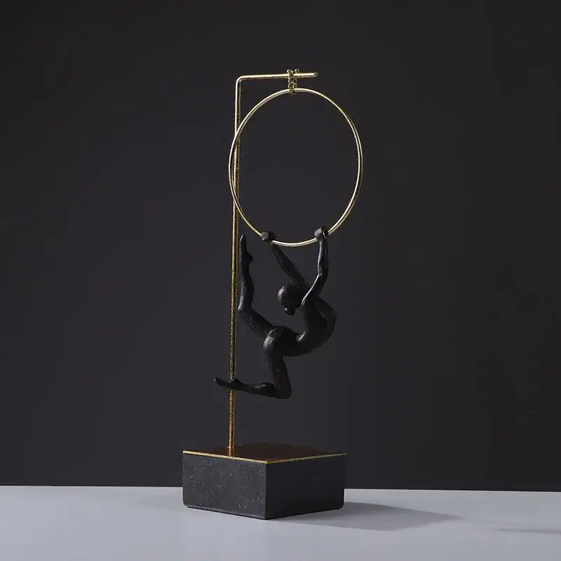 Black & gold gymnastic acrobat resin sculpture living room decor