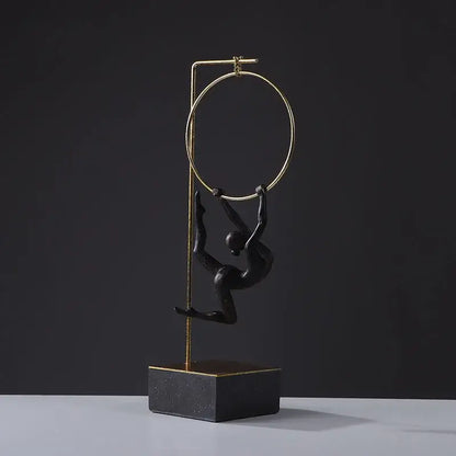 Black & gold gymnastic acrobat resin sculpture living room decor